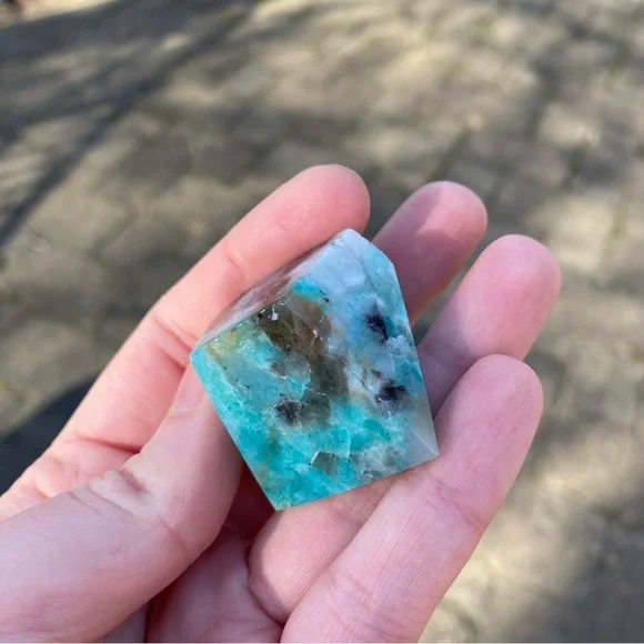 Set of 2 Polished Amazonite Freeform Stones Crystals Minerals - Picture 4 of 6